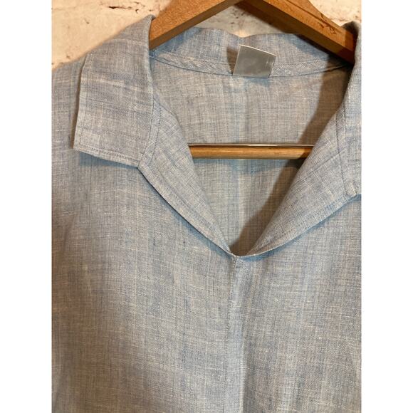 CTC Linens Top Womens XL Icy Blue Lagenlook Tunic Beachy Lightweight Boxy - Picture 3 of 13